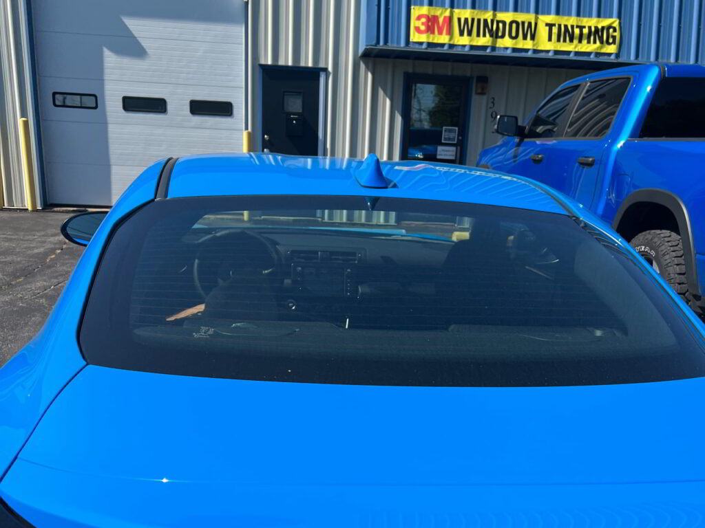 blue car ready to get window tinting at dynamic detailing tint in odenton md